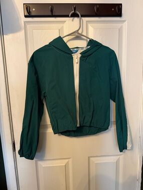 Prince Teal Hooded Crop Jacket with White Zip
